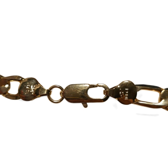 Figaro Chain 18k Gold Layered Chain Mens Necklace 22inch Gold - Picture 3 of 7